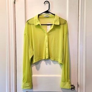 90s inspired mesh button down